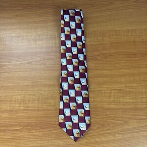 Best Friends by Ruth Maystead Burgundy w/ Golden Retriever & Yellow Lab Dogs Tie